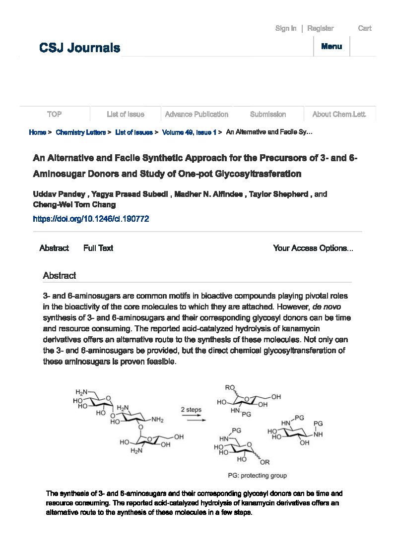 An alternative and facile synthetic approach for the precursors of 3 and 6 aminosugar donors and study of one pot glycosyltrasferation