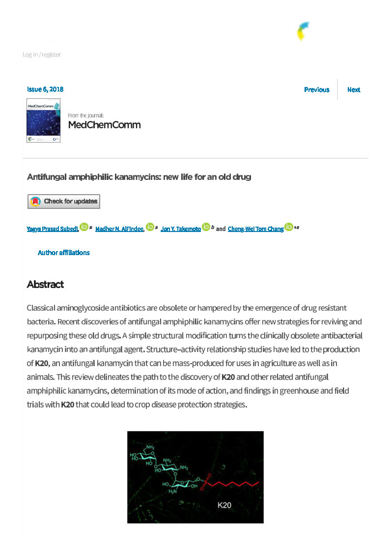 Antifungal Activities of 46 Disubstituted Amphiphilic Kanamycins