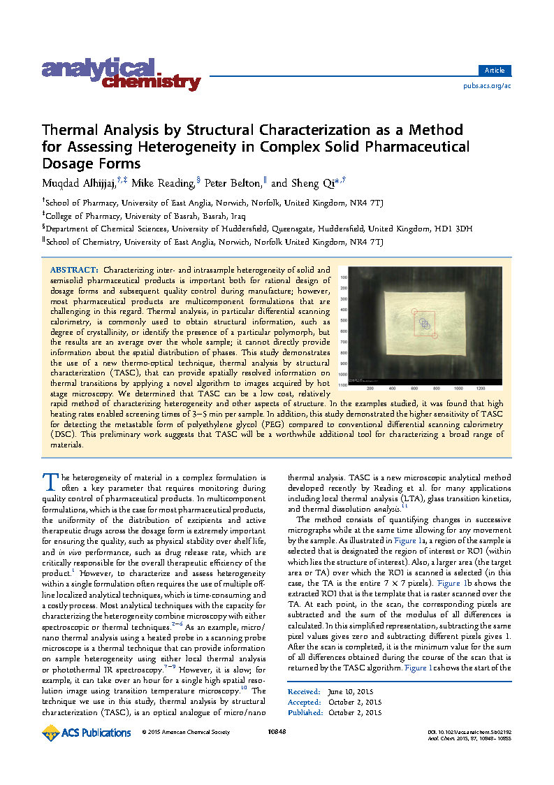 Thermal analysis by structural characterization as a method for assessing heterogeneity in complex solid pharmaceutical dosage forms